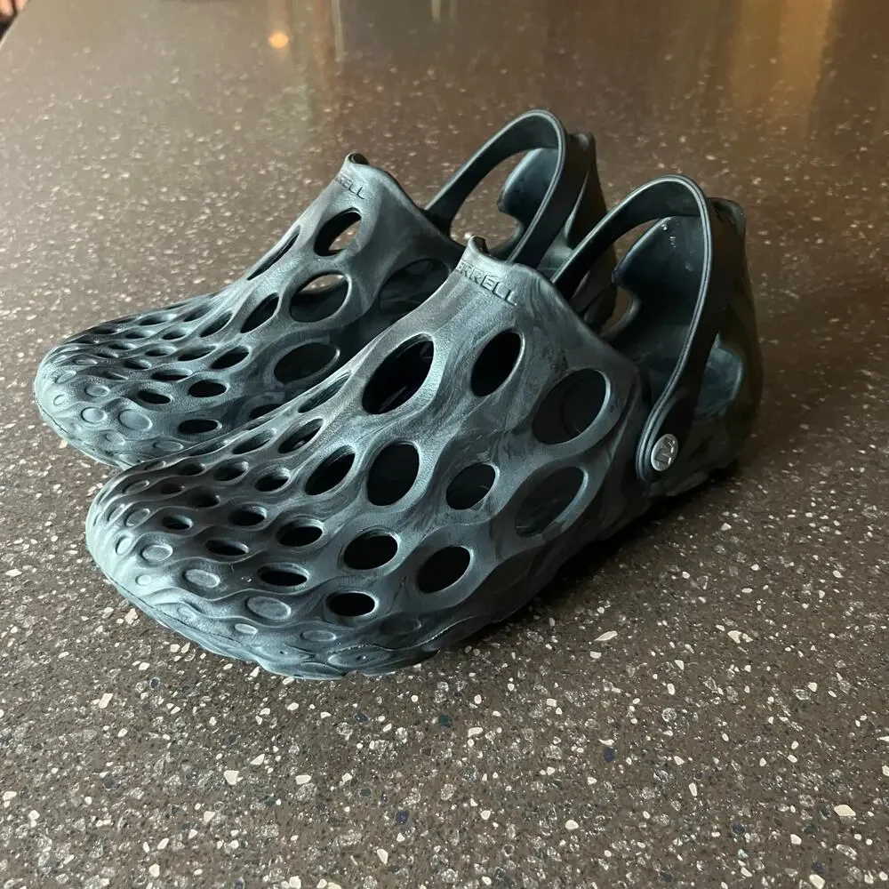 Merrell Hydro Moc Black Water Shoe Slip On Cutouts Rubber Clog M7.5 W9